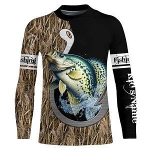 Crappie Fishing Jerseys Fish Hook Camo UV Customize Name Long Sleeve Shirts TTN41
