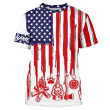 Load image into Gallery viewer, Personalized Funny Camping American Flag UV protection Custom Long Sleeve Shirts TTN128