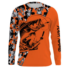 Load image into Gallery viewer, Bass Fishing UV protection quick dry orange camo customize name long sleeves fishing shirts TTV07