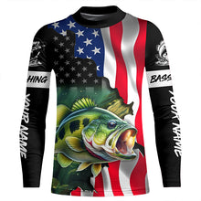 Load image into Gallery viewer, American Flag Bass Fishing Custom long sleeve Fishing Shirts for men, Bass Fishing jerseys TTV08