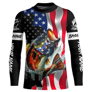 American Flag Bass Fishing Custom long sleeve Fishing Shirts for men, Bass Fishing jerseys TTV63