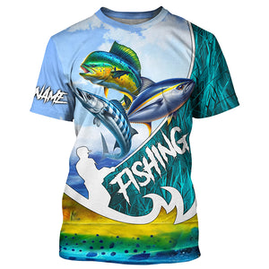 Wahoo Mahi Tuna slam Custom performance Fishing Shirts, Offshore slam Fishing shirt TTV92