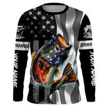 Load image into Gallery viewer, American Flag Bass Fishing Custom long sleeve Fishing Shirts for men, Bass Fishing jerseys TTV145