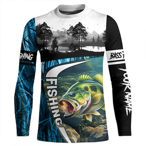 Bass fishing blue camo fishing Custom name UV protection performance fishing jerseys TTV17