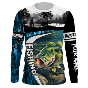 Bass fishing blue camo fishing Custom name UV protection performance fishing jerseys TTV17