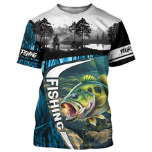 Load image into Gallery viewer, Bass fishing blue camo fishing Custom name UV protection performance fishing jerseys TTV17