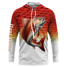 Load image into Gallery viewer, Redfish Puppy Drum Custom Long Sleeve Performance Fishing Shirts, Redfish Fishing Jerseys TTV82