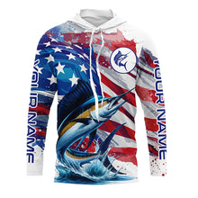 Load image into Gallery viewer, Personalized American Flag Sailfish Fishing Shirts, Patriotic Sailfish Long Sleeve Fishing Shirt TTV146