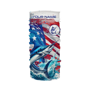 Personalized American Flag Marlin Fishing Shirts, Patriotic Marlin Long Sleeve Fishing Shirt TTV148