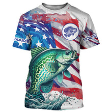 Load image into Gallery viewer, American Flag Crappie Fishing Custom Name performance long sleeve fishing shirt uv protection TTV149