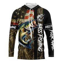 Load image into Gallery viewer, American Flag Bass fishing UV Customize name personalized long sleeves fishing shirts TTV28