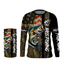 Load image into Gallery viewer, American Flag Bass fishing UV Customize name personalized long sleeves fishing shirts TTV28