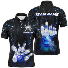 Load image into Gallery viewer, Mens polo bowling shirts Custom blue lightning thunder Bowling Team Jersey, gift for team Bowlers TTV137