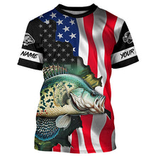 Load image into Gallery viewer, American Flag Crappie Fishing Custom Name performance long sleeve fishing shirt uv protection TTV122