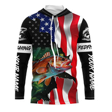 Load image into Gallery viewer, Custom Redfish Puppy Drum American Flag Long Sleeve Fishing Shirts, Patriotic Fishing Gifts TTV125