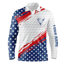 Load image into Gallery viewer, Men golf polo shirts American flag custom patriotic golf clubs Red, white, and blue golf shirt for men TTV115