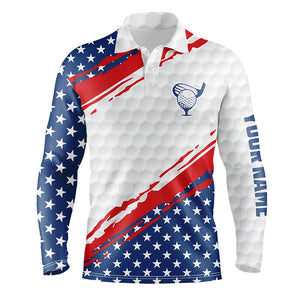 Men golf polo shirts American flag custom patriotic golf clubs Red, white, and blue golf shirt for men TTV115