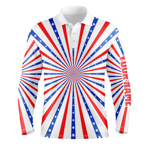 Men golf polo shirts American flag custom patriotic golf clubs Red, white, and blue golf shirt for men TTV117