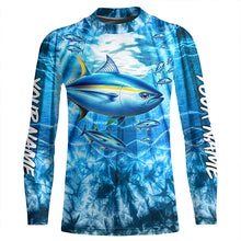 Load image into Gallery viewer, Tuna fishing custom blue sea wave ocean camo fishing tournament long sleeve fishing shirts TTV94