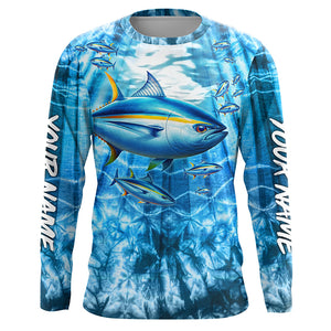 Tuna fishing custom blue sea wave ocean camo fishing tournament long sleeve fishing shirts TTV94