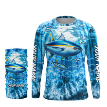 Load image into Gallery viewer, Tuna fishing custom blue sea wave ocean camo fishing tournament long sleeve fishing shirts TTV94