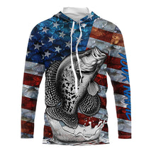 Load image into Gallery viewer, American flag Crappie patriotic fishing UV long sleeve shirts Custom fishing apparel TTV19