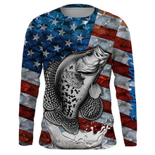 Load image into Gallery viewer, American flag Crappie patriotic fishing UV long sleeve shirts Custom fishing apparel TTV19