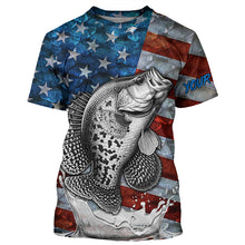 Load image into Gallery viewer, American flag Crappie patriotic fishing UV long sleeve shirts Custom fishing apparel TTV19