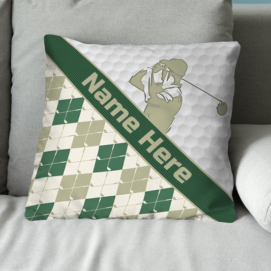 Customized Argyle Golf Pattern, Personalized Golf Decorative Pillows YYD0006