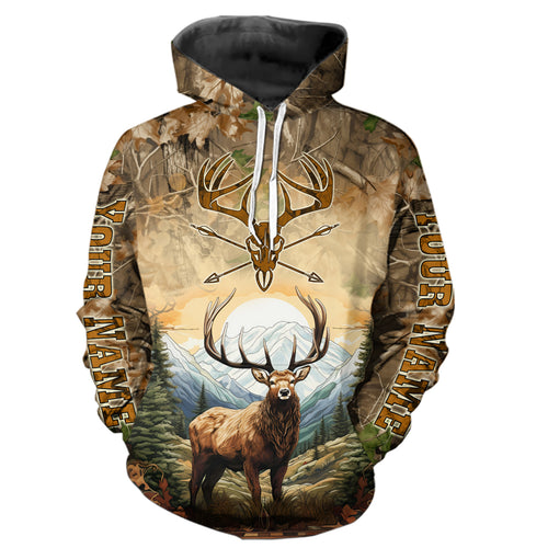 Personalized Deer Hunting 3D All Over Printed Shirts Custom Deer And Mountain Camo Shirt For Hunters YYD0054