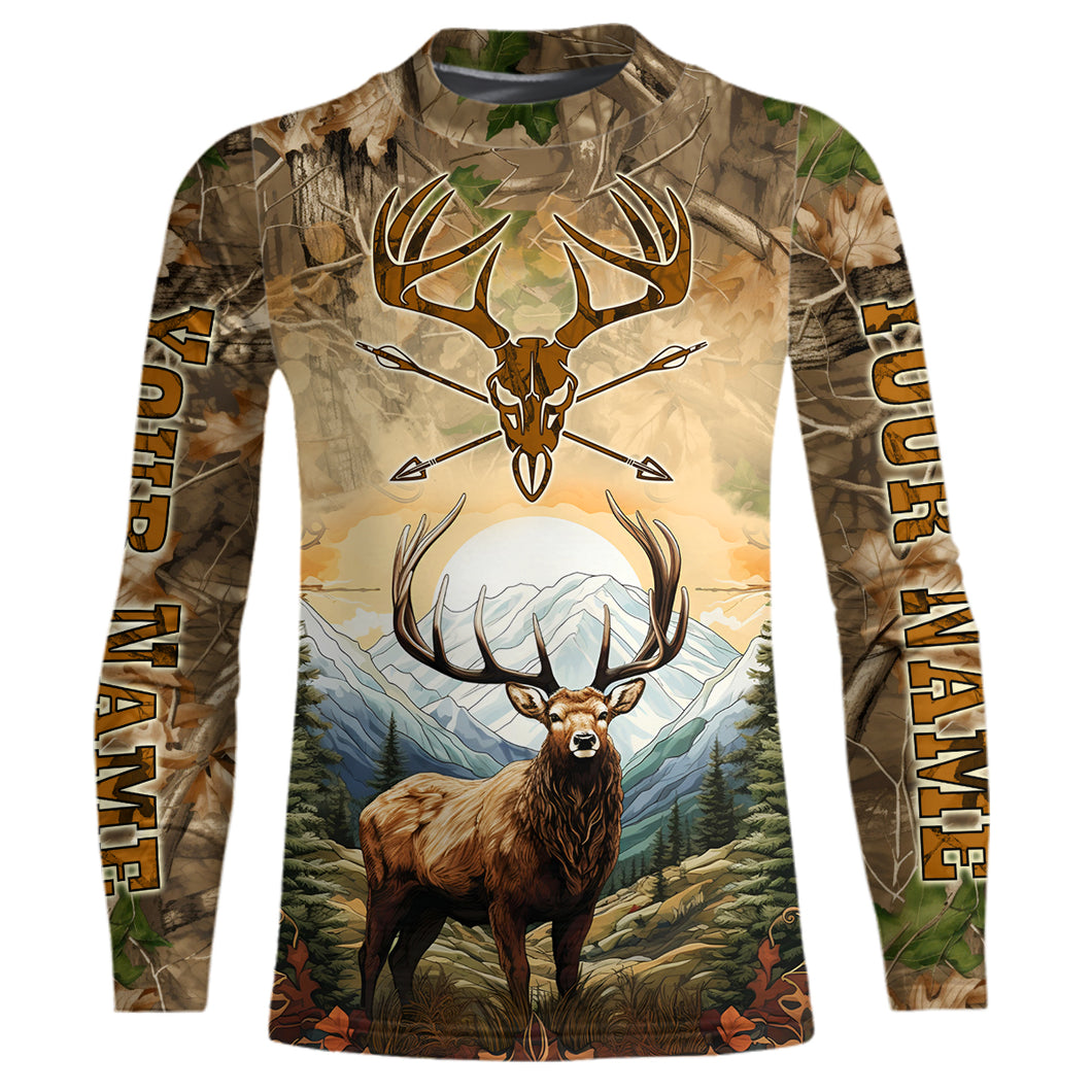 Personalized Deer Hunting 3D All Over Printed Shirts Custom Deer And Mountain Camo Shirt For Hunters YYD0054