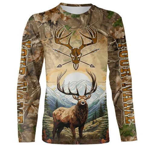 Personalized Deer Hunting 3D All Over Printed Shirts Custom Deer And Mountain Camo Shirt For Hunters YYD0054