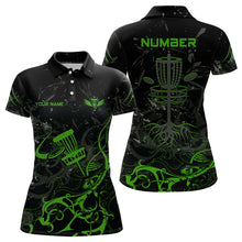 Load image into Gallery viewer, Colors Camo Black Womens Disc Golf Polo Shirt Custom Disc Golf Basket Tree Personalized Golf Gift TY2