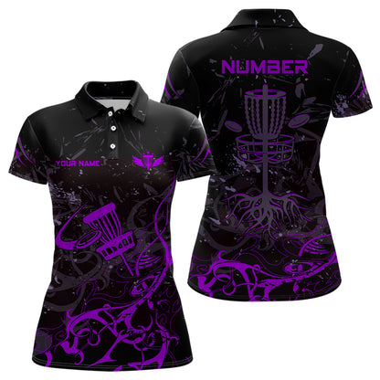Colors Camo Black Womens Disc Golf Polo Shirt Custom Disc Golf Basket Tree Personalized Golf Gift TY2
