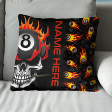 Load image into Gallery viewer, Skull Flame Billiard Custom Pillows, Billiard Patterns Throw Pillow YYD0011