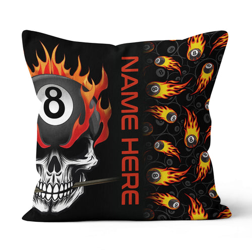 Skull Flame Billiard Custom Pillows, Billiard Patterns Throw Pillow YYD0011