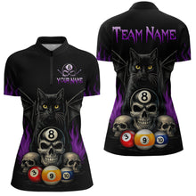 Load image into Gallery viewer, Personalized Name Bat Cat Billards Women Quarter-Zip Shirts Custom Team Name Billiard Shirt Design YYD0014