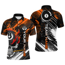 Load image into Gallery viewer, Personalized Name Billiard Skull Flame Polo Shirts For Men  Custom Team Name Billiard Shirt Design YYD0015