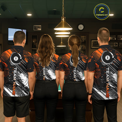 Personalized Name Billiard Skull Flame Polo Shirts For Woman  Custom Team Name Billiard Shirt Design YYD0015