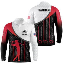 Load image into Gallery viewer, American Flag Golf Polo Shirts For Mens Custom Name, Patriotic Golf Gifts YYD0020