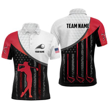 Load image into Gallery viewer, American Flag Golf Polo Shirts For Mens Custom Name, Patriotic Golf Gifts YYD0020
