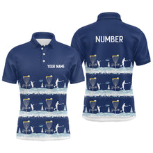 Load image into Gallery viewer, Winter Disc Golf Pattern Mens Disc Golf Polo Shirt Custom Name And Number Disc Golf Gifts For Men | Dark Blue YYD0018
