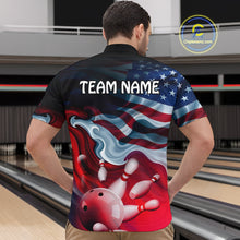 Load image into Gallery viewer, Personalized American Flag Bowling Quarter Zip Shirts For Men Custom Bowling Pattern Team Jersey 1/4 Zip Shirts YYD0021