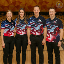 Load image into Gallery viewer, Personalized American Flag Bowling Shirt for Mens Custom Bowling Pattern Team Jersey Shirt YYD0021