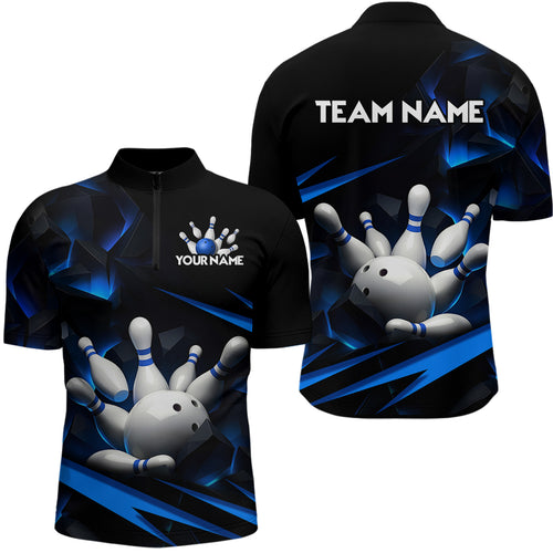 Personalized Bowling Abstract Design Quarter Zip Shirts For Men Custom Bowling Team Jersey 1/4 Zip Shirts YYD0022