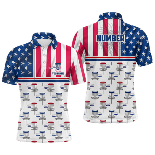 Disc Golf American Flag Mens Disc Golf Polo Shirt Custom Name And Number Disc Golf Gifts For Woman YYD0023