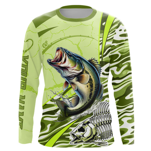 Bass Fishing Water Waves Camo Customize Shirts For Men And Women Personalized Fishing Gift YYD0065