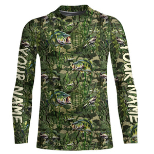 Largemouth Bass Fishing Camouflage Algae Pattern Customize Shirts For Men And Women Personalized Fishing Gift YYD0026