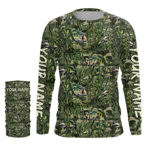 Largemouth Bass Fishing Camouflage Algae Pattern Customize Shirts For Men And Women Personalized Fishing Gift YYD0026