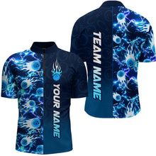 Load image into Gallery viewer, Bowling Quarter Zip Shirts For Men Custom Name Bowling Flame Lightning Team Jersey Shirt YYD0030